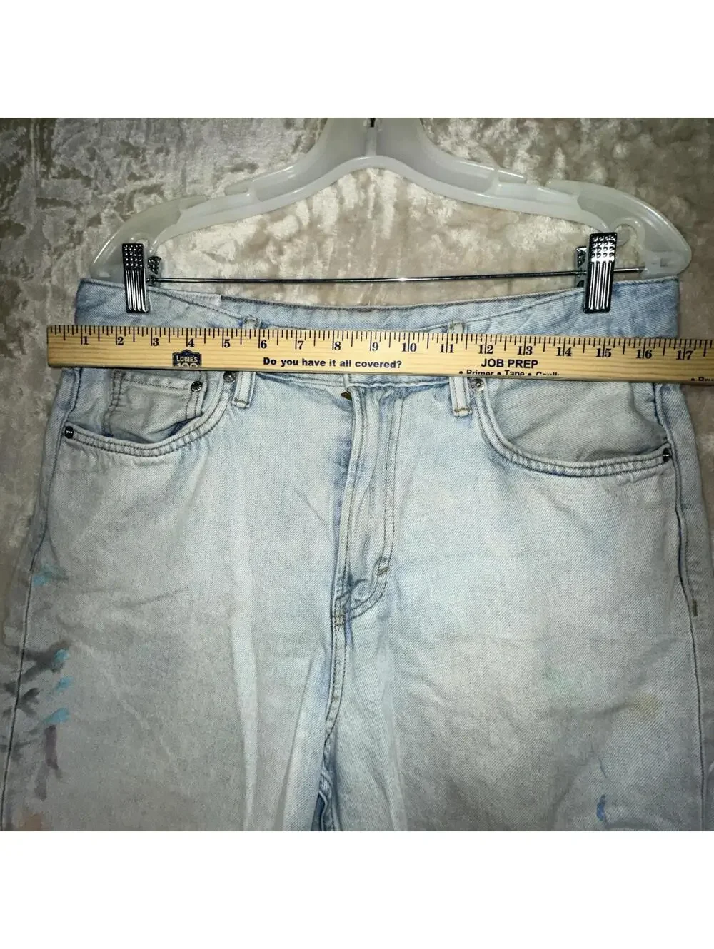 H&M Men’s Loose Ample Light Wash Distressed Cutoff Denim Jean Shorts Sz 32